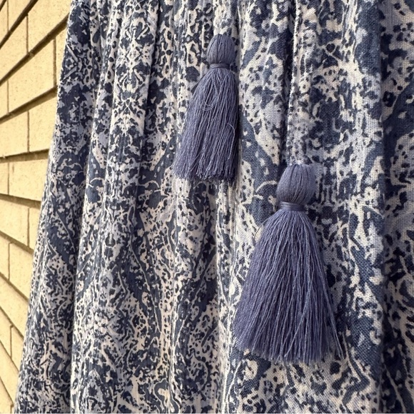 J. Jill Boye White Boho Smocked Midi Skirt Tassel Drawstring Tie - Picture 5 of 12